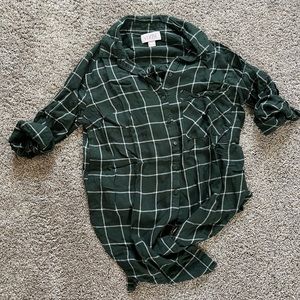 Dressy 3/4 Sleeve Front Tie Flannel